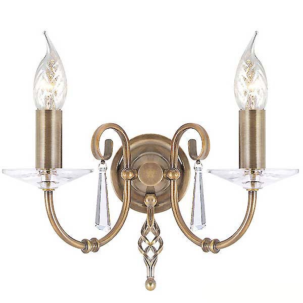 Elstead Aegean Double Wall Light Antique Brass Broughtons Lighting Ironmongery Elstead Aegean Double Wall Light, Antique Brass Chandelier Wall Lights