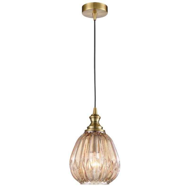 Aramits Single Wide Pendant Light Amber Glass & Bronze - Broughtons ...