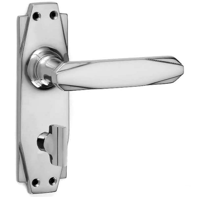 Art Deco Bathroom Door Handles Polished Chrome - Broughtons Lighting & Ironmongery