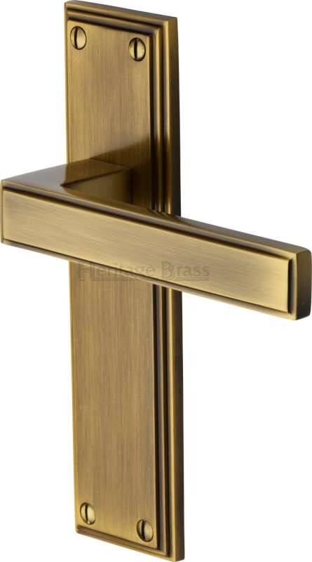 Heritage Atlantis Latch Door Handles Atl5710 Antique Brass Lacquered Broughtons Lighting 7702