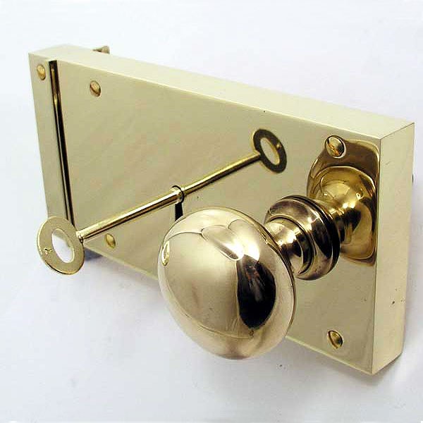 Plain Rim Lock 8 Right Hand Polished Brass Unlacquered