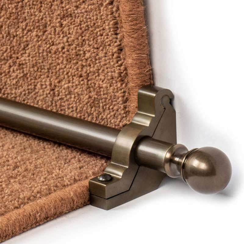 Balladeer Plain Stair Rod Set For Runner Carpets Antique Bronze