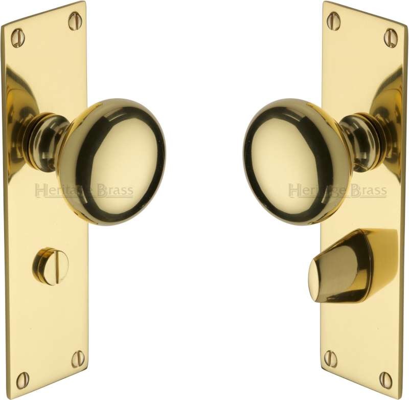 Heritage Balmoral Door Knobs Bathroom Set BAL8530 Polished Brass