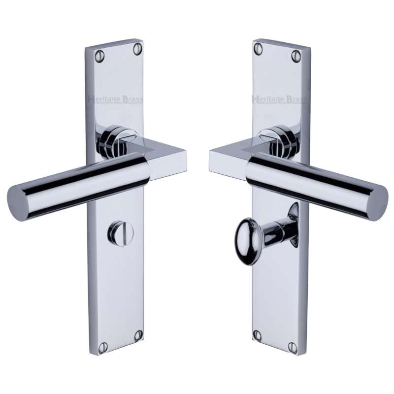 Heritage Bauhaus Bathroom Door Handles Polished Chrome Broughtons Lighting And Ironmongery 0347