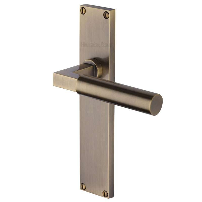 Heritage Bauhaus Latch Door Handles Antique Brass Lacquered Broughtons Lighting And Ironmongery 5132