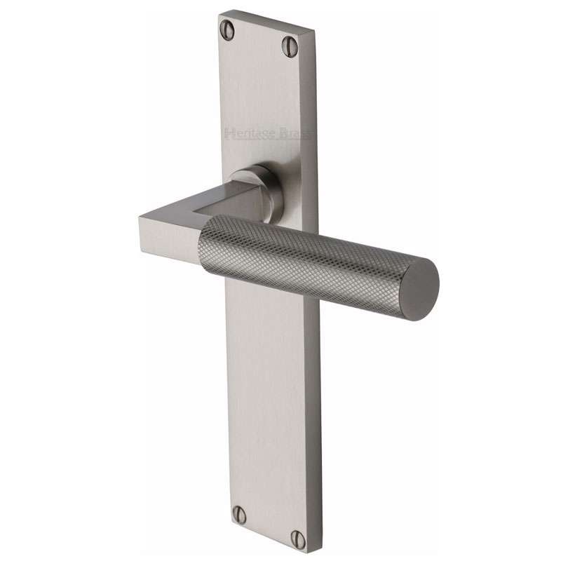Heritage Bauhaus Knurled Latch Door Handles Satin Nickel Broughtons