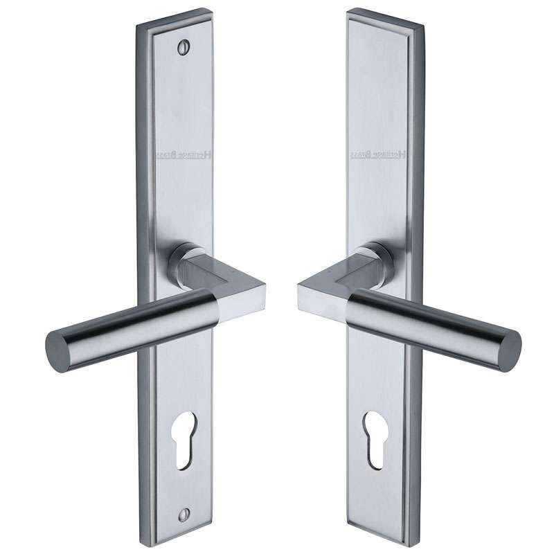 Heritage Bauhaus Multipoint Door Handles Right Hand Satin Chrome Broughtons Lighting And Ironmongery 9949