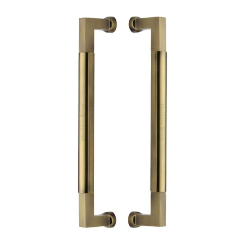 Heritage Bauhaus Door Pull Handles Btb1312 330mm Antique Brass Broughtons Lighting And Ironmongery 9454