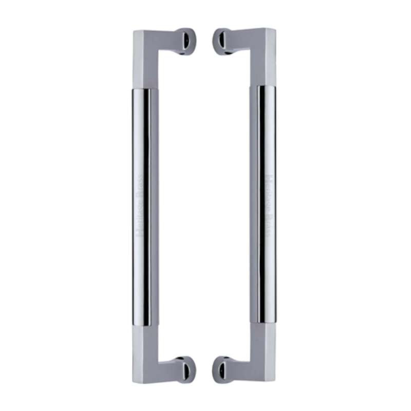 Heritage Bauhaus Door Pull Handles Btb1312 330mm Polished Chrome Broughtons Lighting And Ironmongery 8574