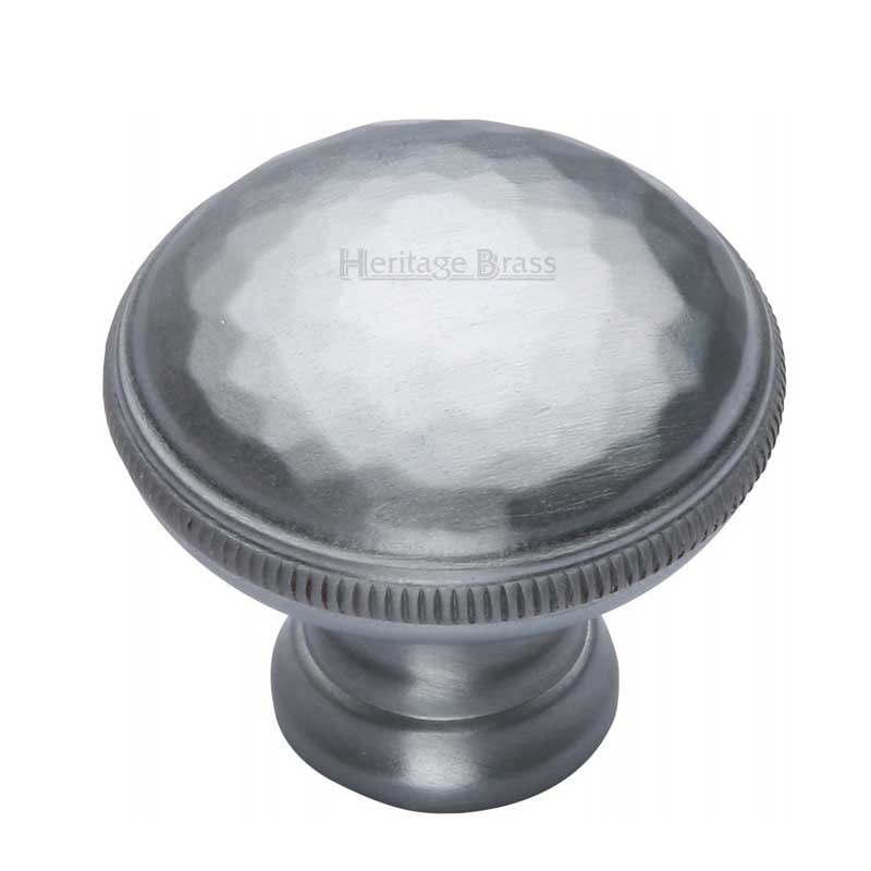 Heritage Beaten Cabinet Knob C4545 Satin Chrome Broughtons