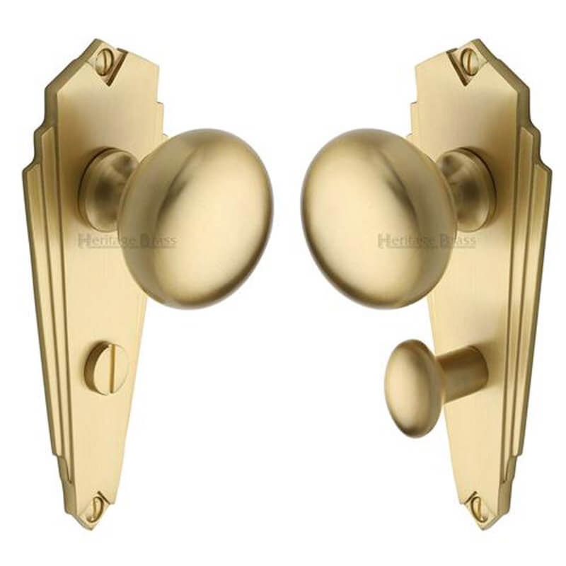 Heritage Broadway Br1830 Art Deco Bathroom Set Door Knobs Satin