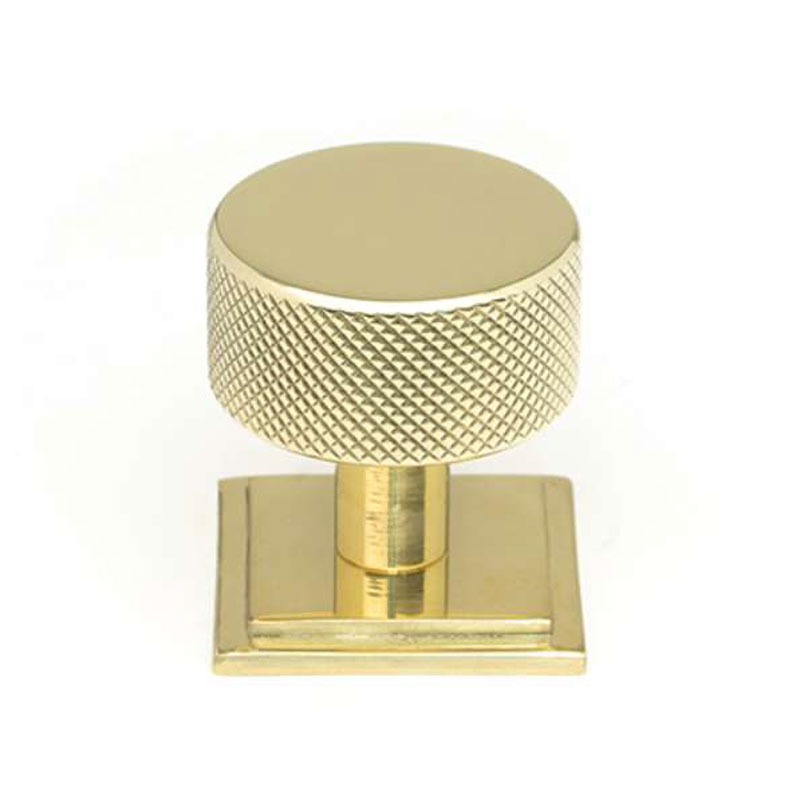 From The Anvil Brompton Cabinet Knob Square Rose 32mm Polished Brass Broughtons Lighting 7564