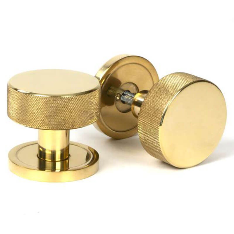 From The Anvil Brompton Moricerim Knobs Plain Rose Polished Brass Unlacquered Broughtons 0052