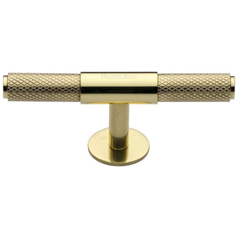 Heritage Knurled TBar Knob C4463 Polished Brass Broughtons Lighting & Ironmongery
