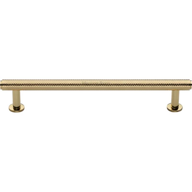 Heritage Knurled Pull V4459 160mm Polished Brass Lacquered Broughtons Lighting
