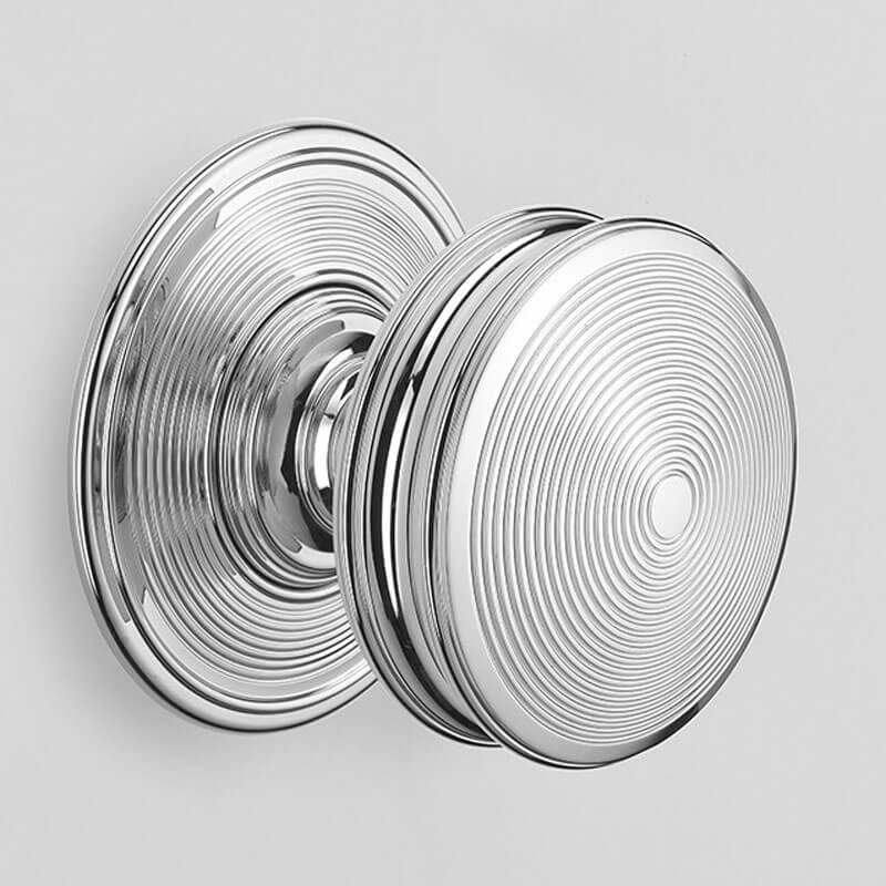 Aston Ridged Centre Door Knob 75mm Polished Chrome Broughtons Lighting And Ironmongery 9408