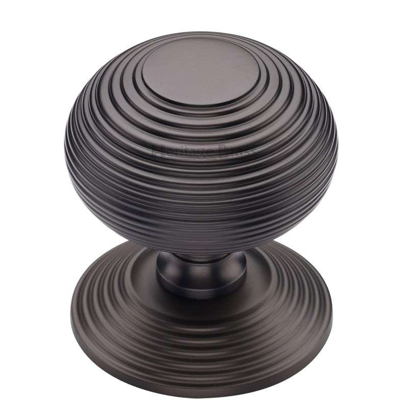 Heritage Reeded Centre Door Knob RR906 Matt Bronze Broughtons