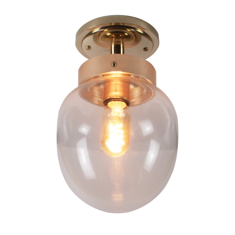 Charleston Semi Flush Ceiling Light Polished Brass Lacquered with Clear ...