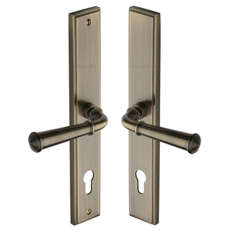Heritage Colonial Multipoint Door Handles Right Hand Antique Brass