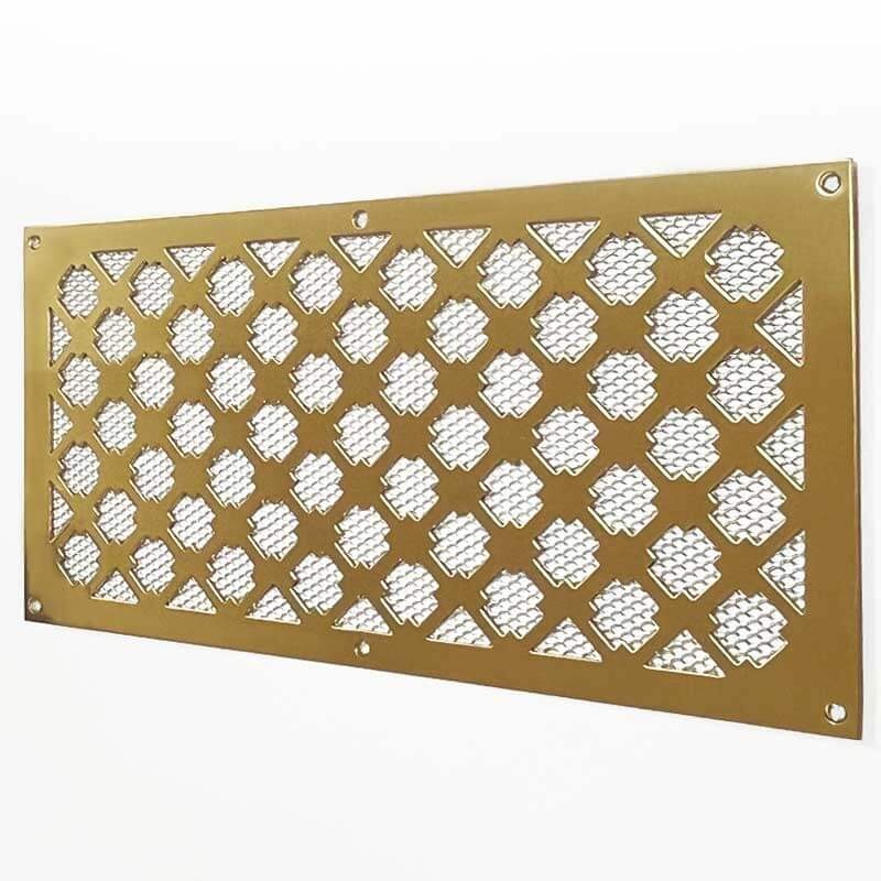 Criss Cross Air Vent Cover with Mesh 12"x 6" Polished Brass Unlacquered Broughtons Lighting
