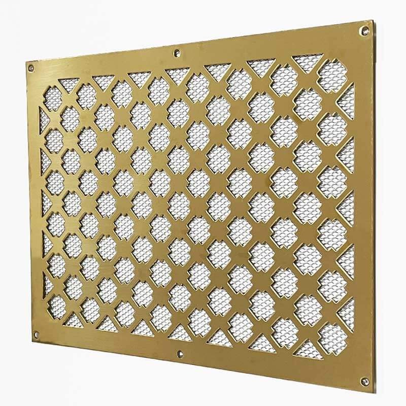 Cross Mesh Air Vent Cover 12"x9" Polished Brass Unlacquered Broughtons Lighting & Ironmongery
