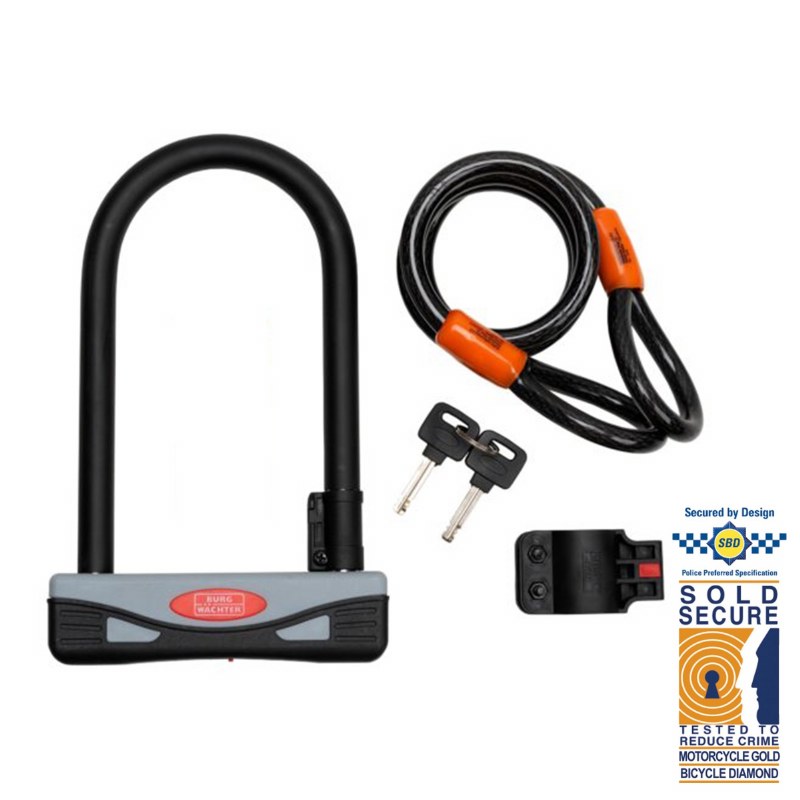 Bicycle D Lock 1600 210mm with 1.2M Cable Broughtons Lighting Ironmongery