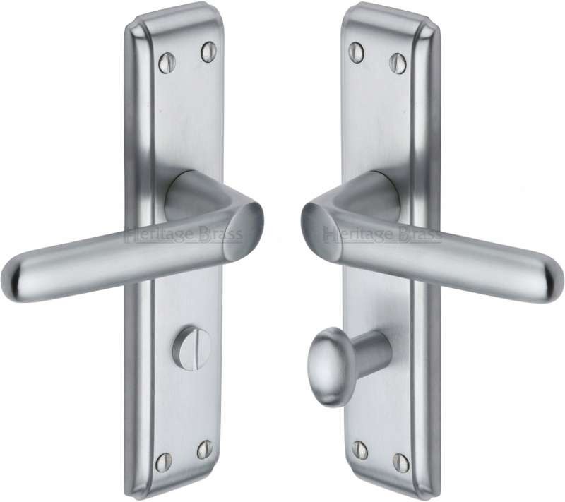 Heritage Deco Bathroom Door Handles Dec3030 Satin Chrome
