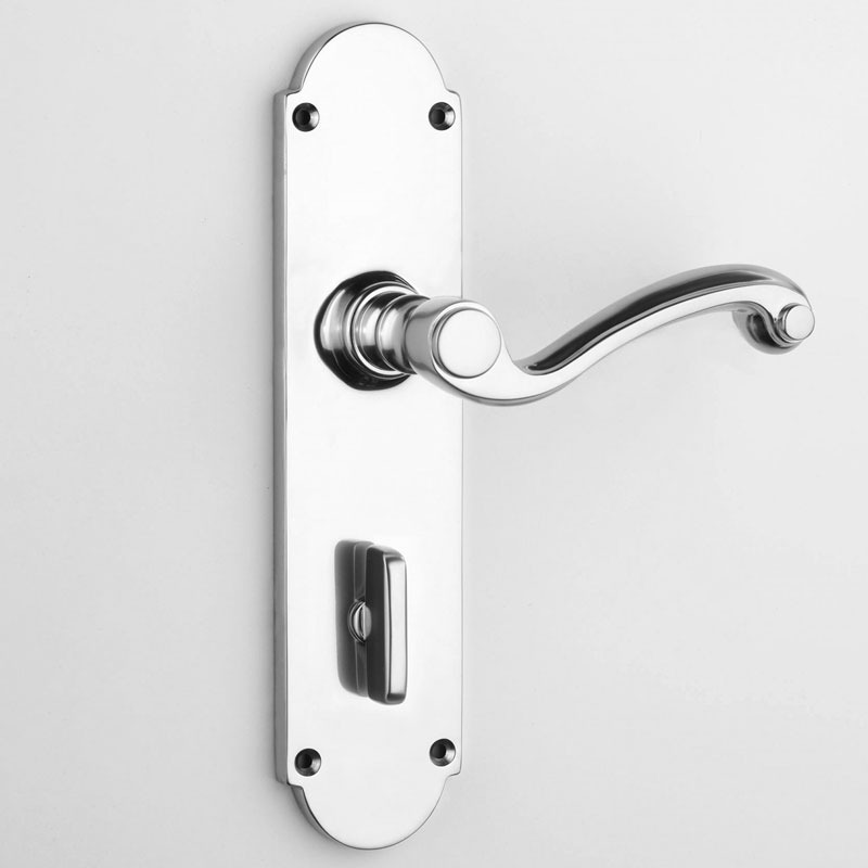 Aston Victorian Bathroom Door Handle Polished Chrome Broughtons