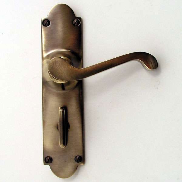 Aston Victorian Bathroom Door Handles Antique Brass Unlacquered