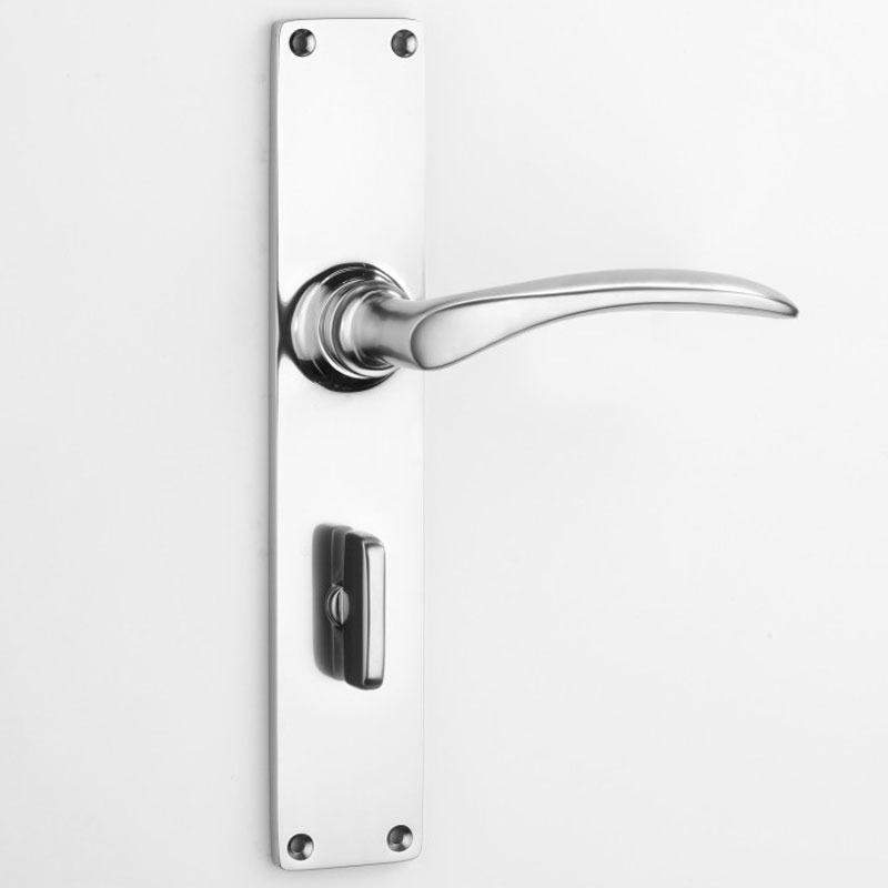 Aston Curved Bathroom Handle Long Plate Polished Chrome Broughtons