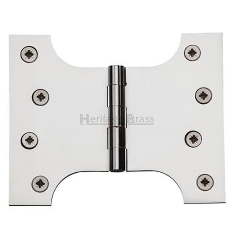 Heritage Parliament Hinges 4"x3"x5" Polished Chrome Broughtons Lighting & Ironmongery