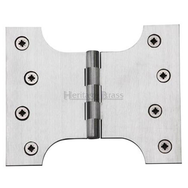 Heritage Parliament Hinges 4"x3"x5" Satin Chrome Broughtons Lighting & Ironmongery