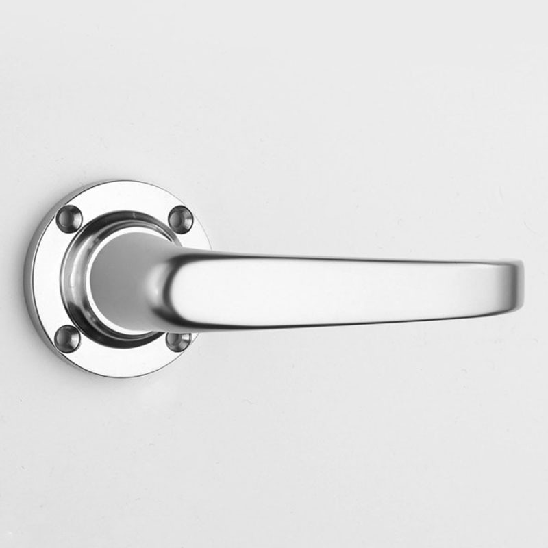 Aston Round Rose Latch Door Handle Straight Lever Polished Chrome
