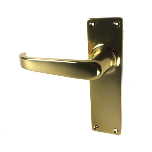 Aston Victorian Plain Door Handles Polished Brass Unlacquered Broughtons Lighting And Ironmongery 1399