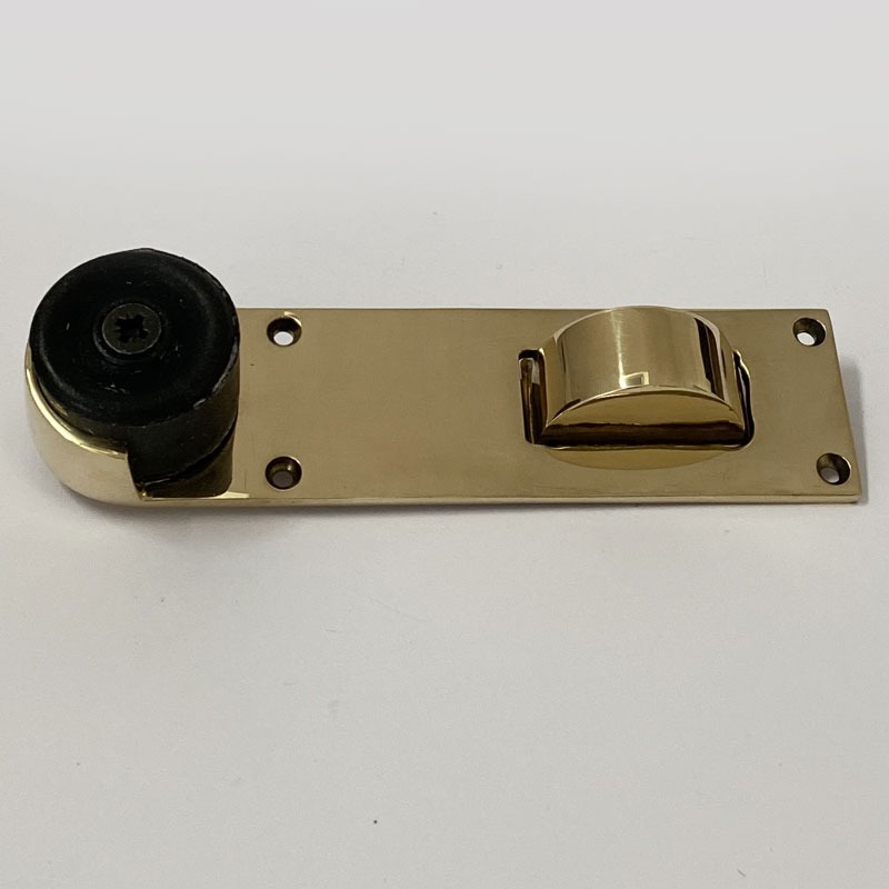 Aston Door Stop & Holder Floor Mounted Polished Brass Unlacquered