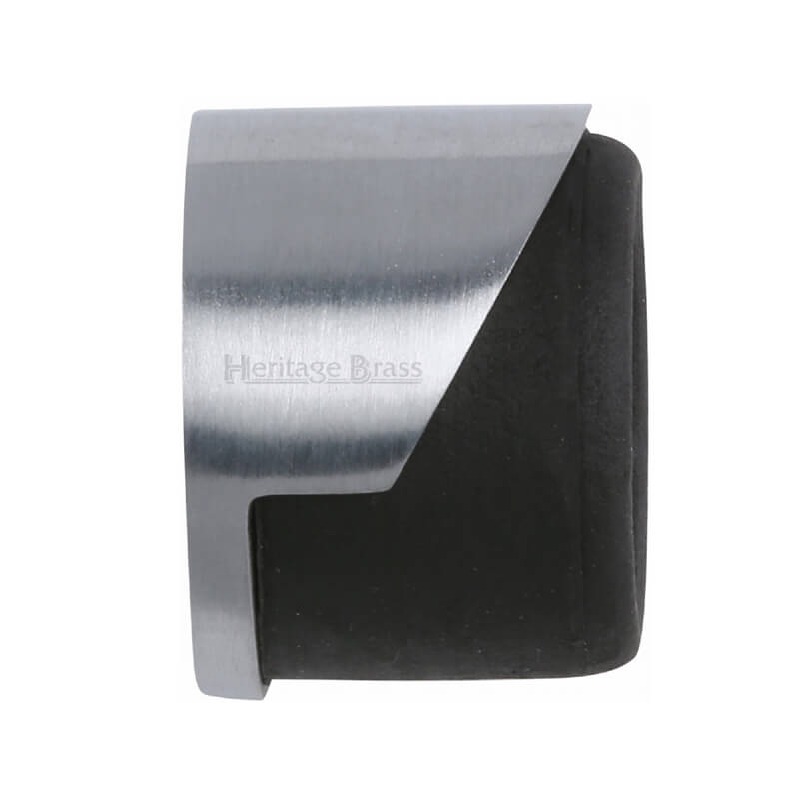 Heritage Round Floor Mounted Door Stop V1088 Satin Chrome Broughtons