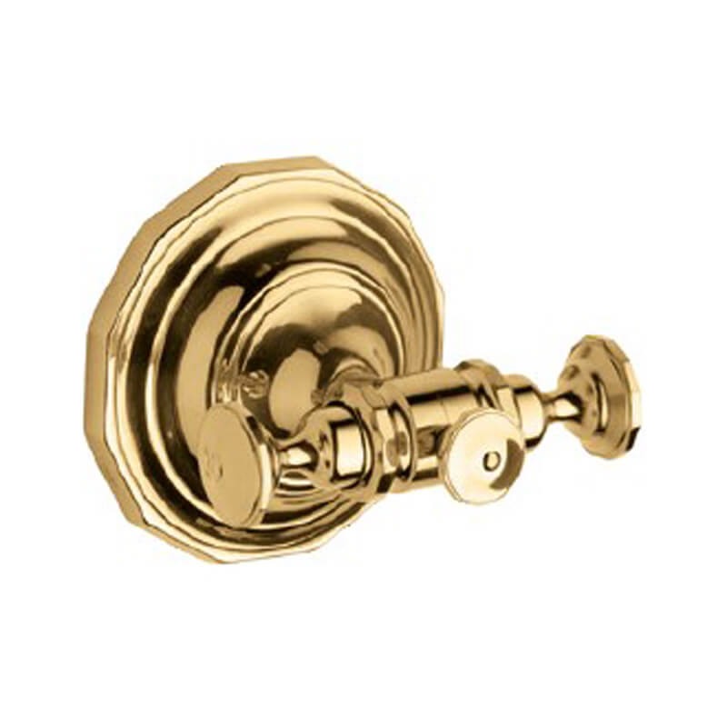 Taymor 02-D9402PB Sunglow Double Robe Hook – Polished Brass Metal Wall Hook