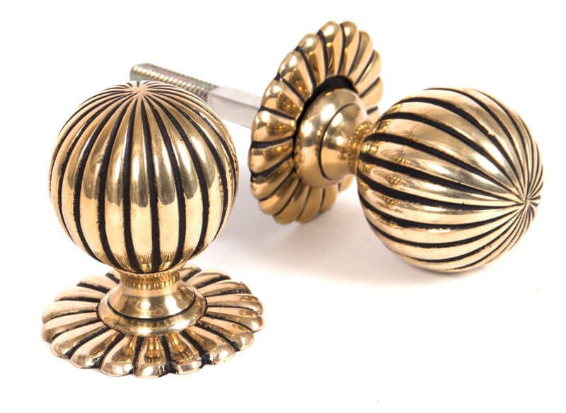 From The Anvil Flower Mortice Door Knobs Aged Brass Broughtons Lighting And Ironmongery 0722