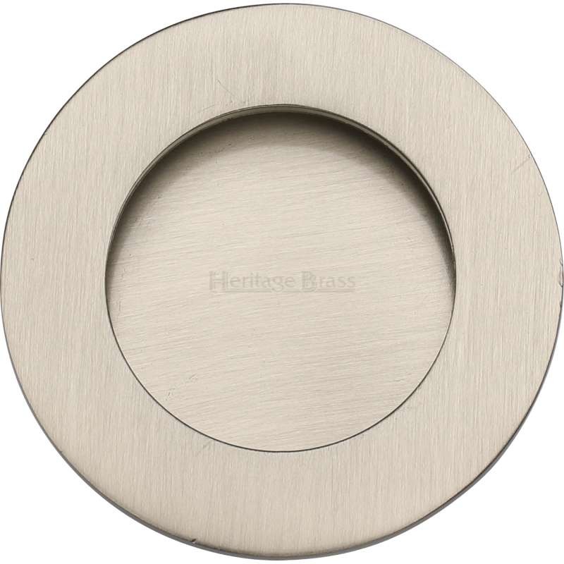 Heritage Round Flush Door Pull C1835 Satin Nickel - Broughtons Lighting ...