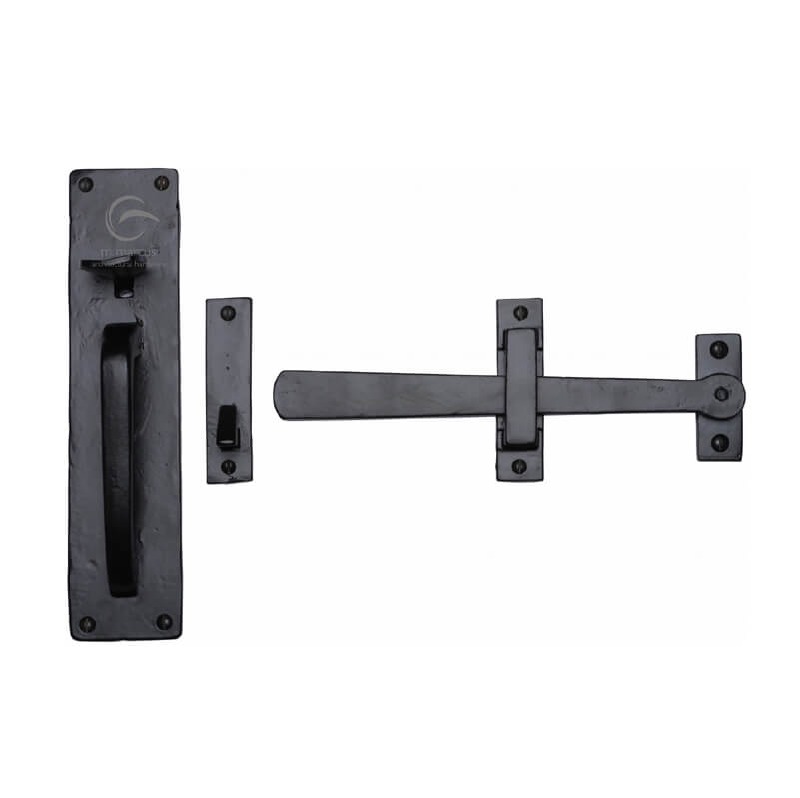 Heritage Gate Handle & Latch FB571 Black Iron Rustic Broughtons