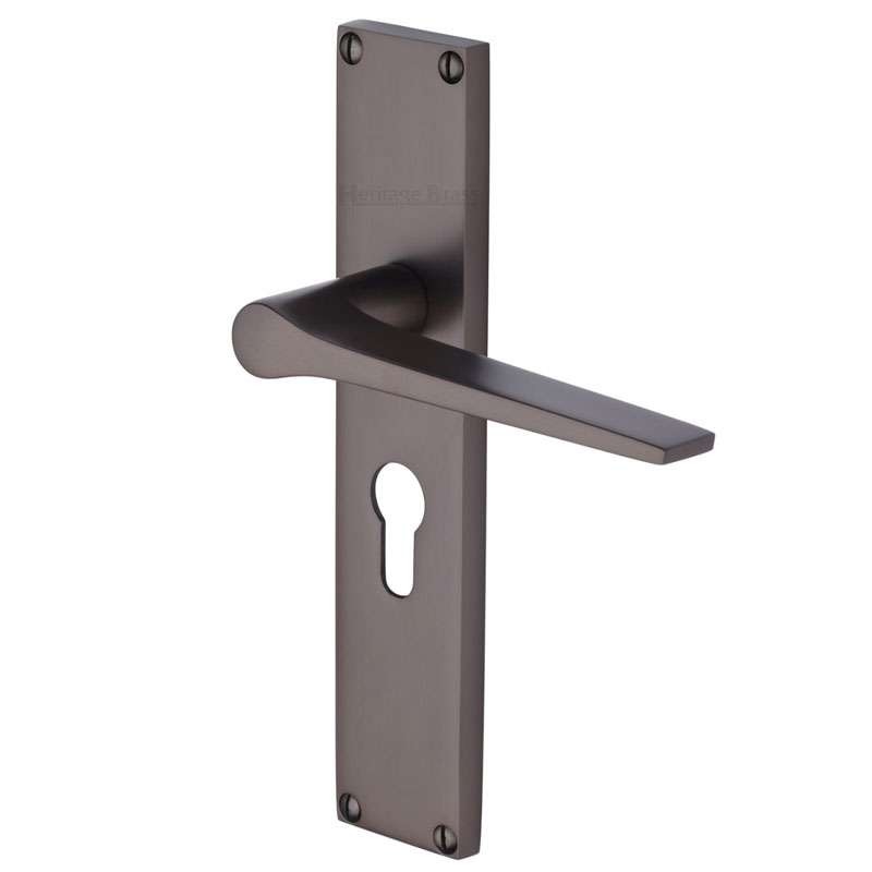 Heritage Gio Euro Lock Door Handles Matt Bronze Broughtons Lighting & Ironmongery