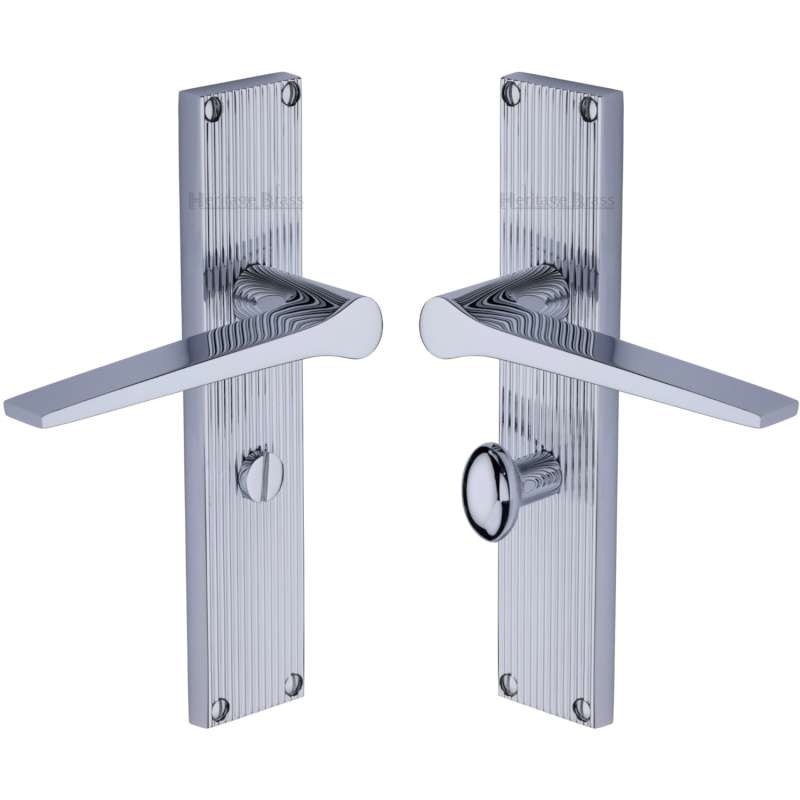 Heritage Gio Reeded Bathroom Door Handles Polished Chrome Broughtons Lighting And Ironmongery 5488