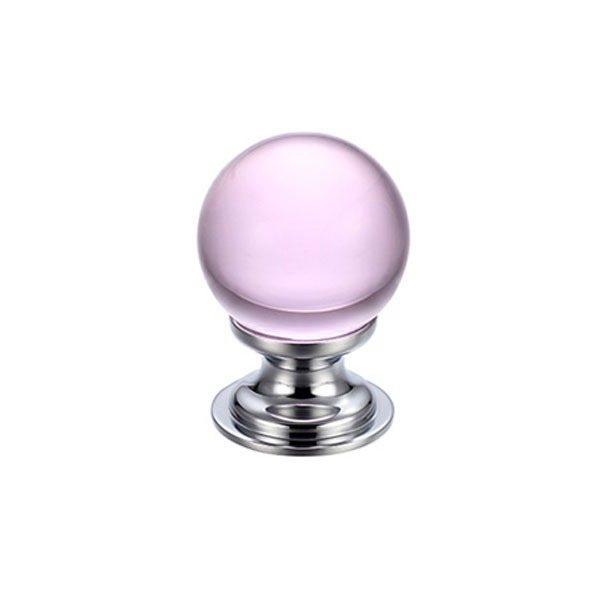 Plain Glass Cupboard Door Knob 25mm Pink Broughtons Lighting