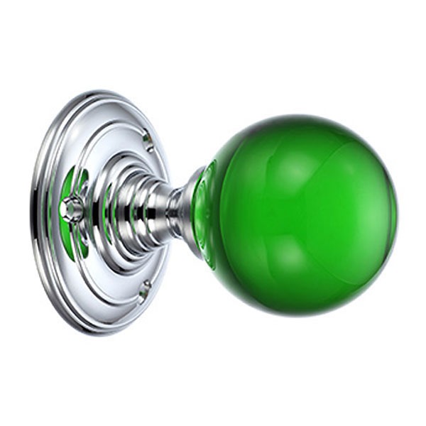 Plain Green Glass Door Knobs Chrome Broughtons Lighting & Ironmongery