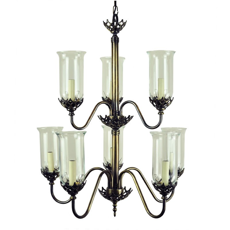 Gothic 8 Arm 2 Tier Pendant Light Antique Brass Broughtons