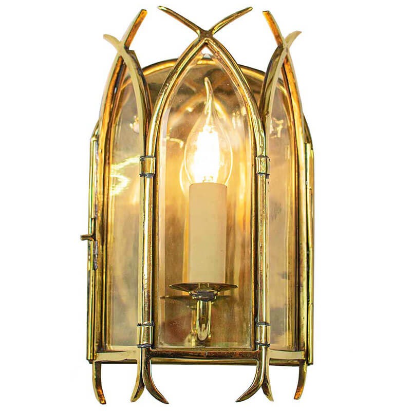 Gothic Flush Wall Light Polished Brass Unlacquered Broughtons