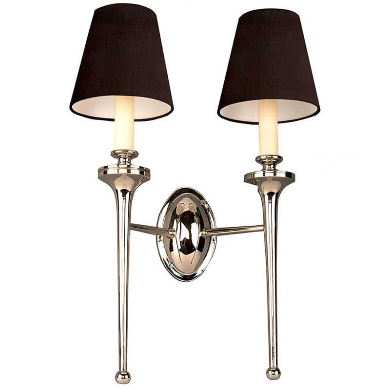 Grosvenor Double Bathroom Wall Light Nickel - Broughtons Lighting ...