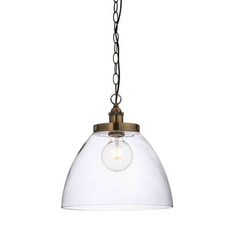 Hansen Single Pendant Light Antique Brass Broughtons Lighting