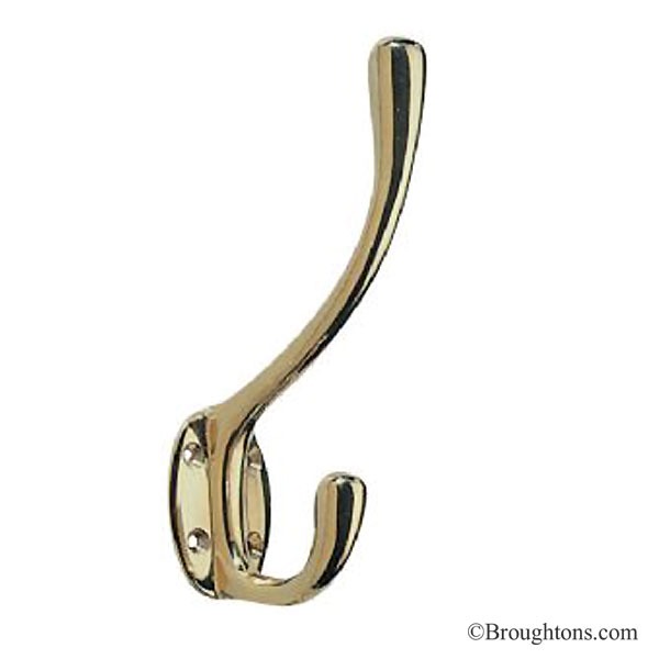 Traditional Heavy Hat & Coat Hook Polished Brass Broughtons Lighting