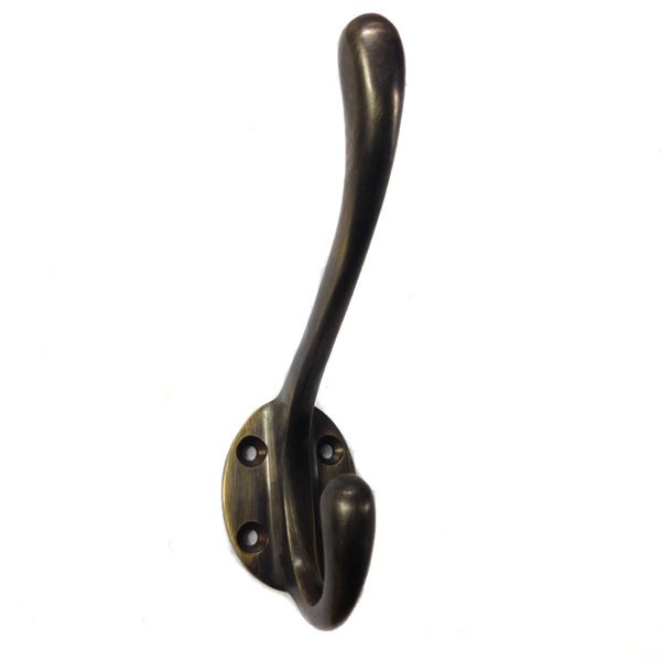 Croft Hat & Coat Hook Antique Brass Unlacquered Broughtons Lighting & Ironmongery